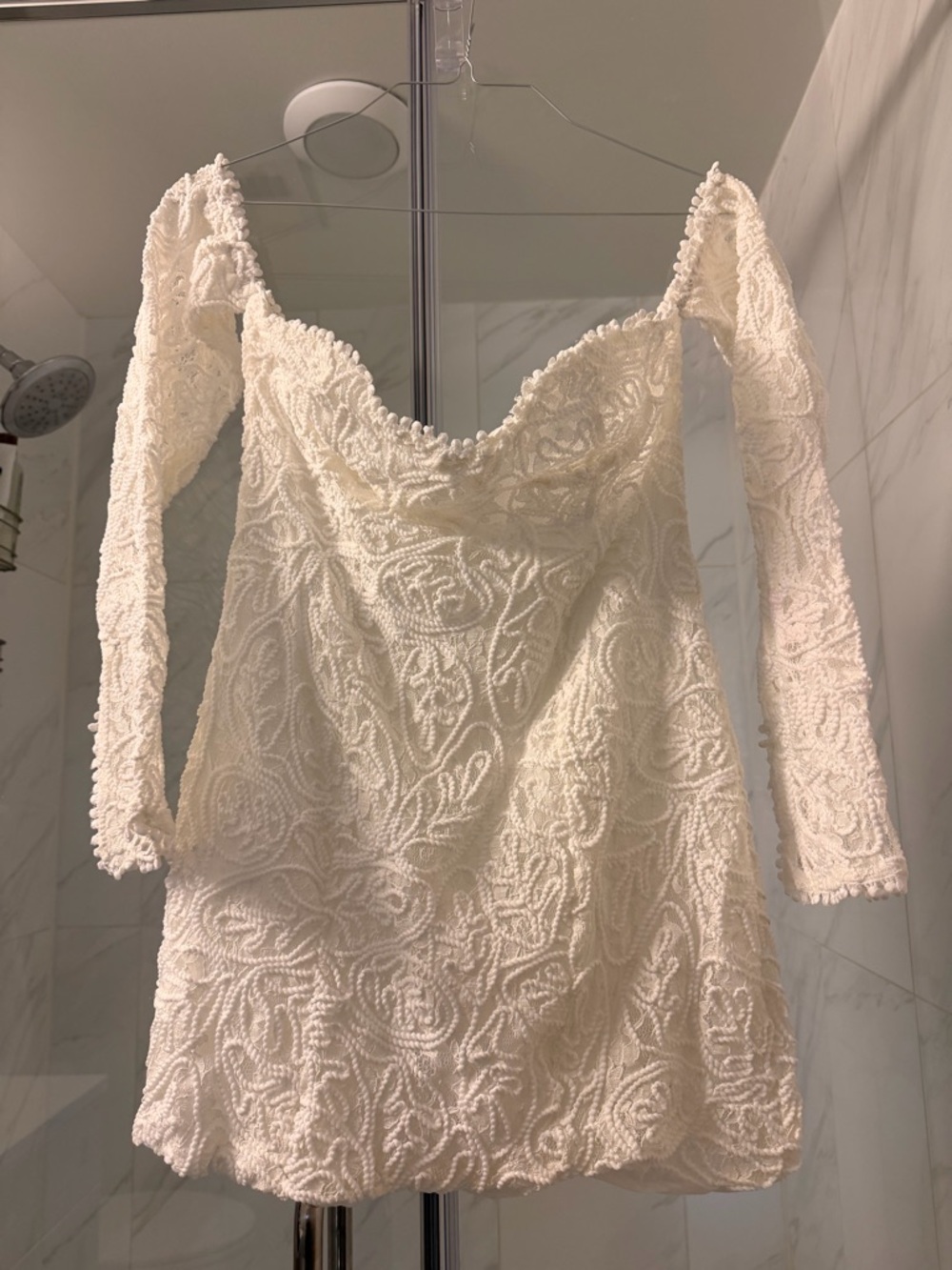 12th Tribe Ivory Embroidered Long-Sleeve Mini Dress